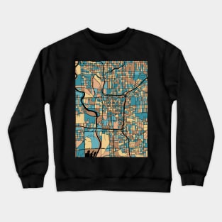 Indianapolis Map Pattern in Mid Century Pastel Crewneck Sweatshirt